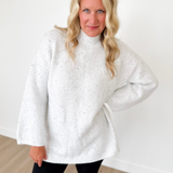 White Ultra Soft Speckled Knit Tunic Top