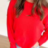 Classic Red Relaxed Knit Sweater