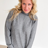 Grey Mock Neck Relaxed Sweater