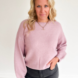 Mauve Soft Knit Elastic Waist Sweater