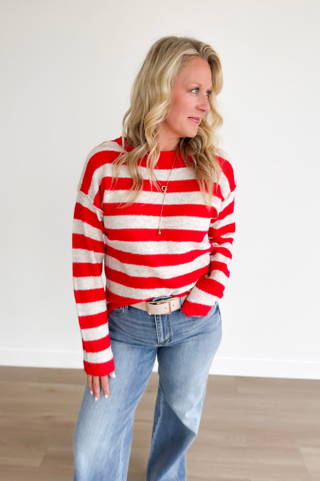 Bold Red Striped Lightweight Sweater