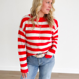 Bold Red Striped Lightweight Sweater