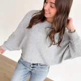 Grey Bat Sleeve Crop Sweater