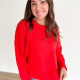 Classic Red Relaxed Knit Sweater