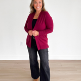 Wine Classic Open Front Cardigan