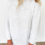 White Ultra Soft Speckled Knit Tunic Top