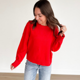 Classic Red Relaxed Knit Sweater