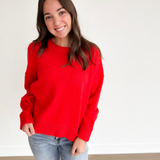 Classic Red Relaxed Knit Sweater