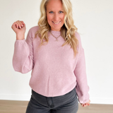 Mauve Soft Knit Elastic Waist Sweater