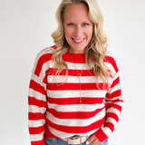 Bold Red Striped Lightweight Sweater