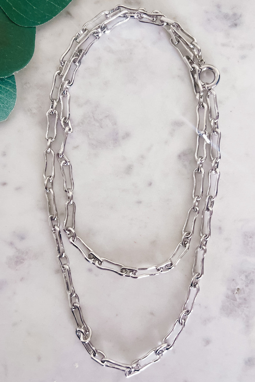 Textured Organic-Shape Chain Necklace