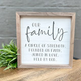 Our Family A Circle Of Strength Whitewash Sign
