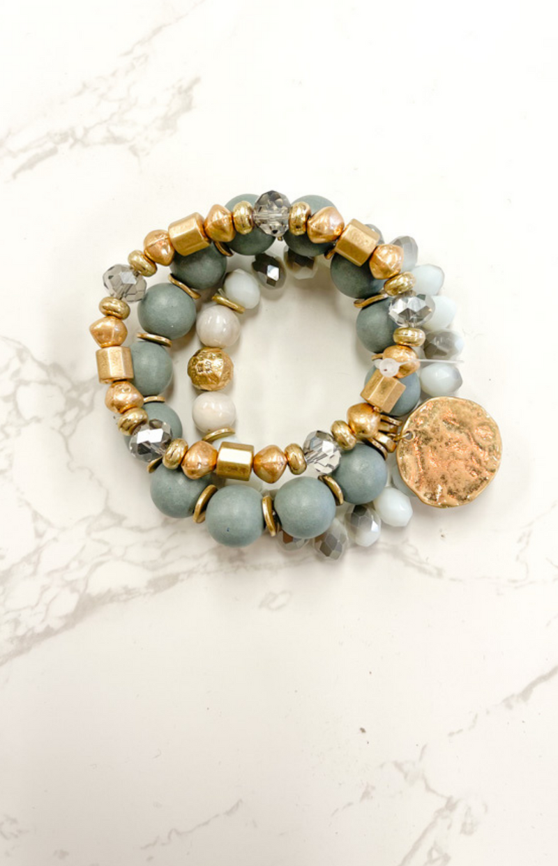 chunky beaded bracelets with charm