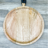Round Wood Tray with Handle