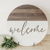 Welcome Stripe Brown Circle Sign
